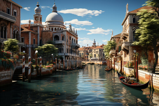 gandola boats in venice water canal