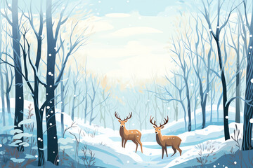 Deer in a snowy forest