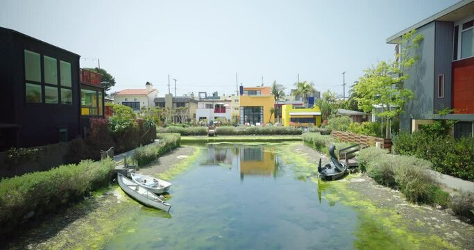 The Venice Canal District in Los Angeles, USA