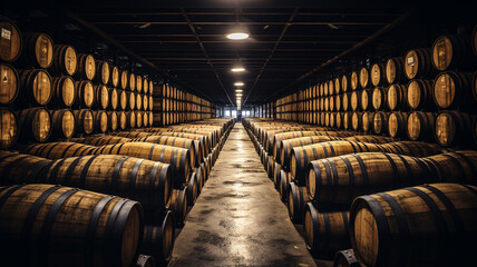 Fototapeta na wymiar barrels of wine in a factory