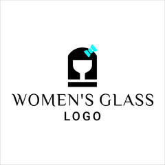 Wine glass beauty face woman bar logo