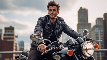 portrait of a man on a motorcycle
