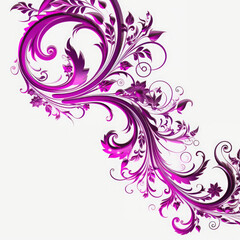 Fototapeta premium Magenta elaborate filigree corner borders white Background, AI Generated
