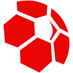 Red soccer ball sports emblem logo icon without background
