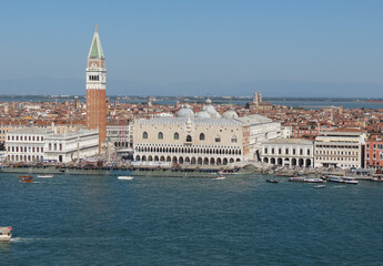 St Mark square seen fron St Mark basin in Venice - obrazy, fototapety, plakaty