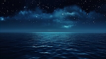 Night Sky Stars Ocean Seascape Gentle Rippling Waves Landscape Illustration - obrazy, fototapety, plakaty