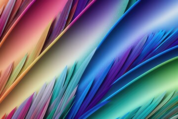 Colorful rainbow feather texture background, generative ai