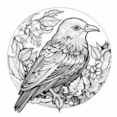Most wonderful birds coloring vector lines design picture AI generated art