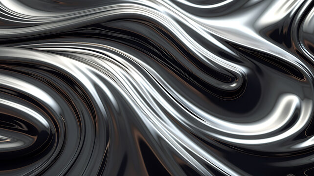 Silver background. Liquid metal, abstract background. Illustration of black metallic background with some smooth lines. Metal liquid surface for poster wallpapers and banners.