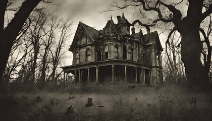 victorian haunted house a dense spooky 