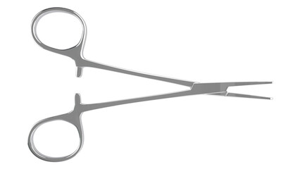 Opened stainless surgical claims isolated on transparent and white background. Medicine concept. 3D render