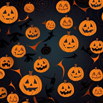 illustrative halloween background with funny pumpkins. 