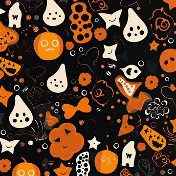 illustrative halloween background with funny pumpkins. 