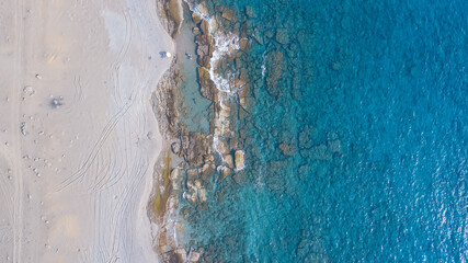 Gazipasa, sea beach, cliffs, turquoise colour and waves.