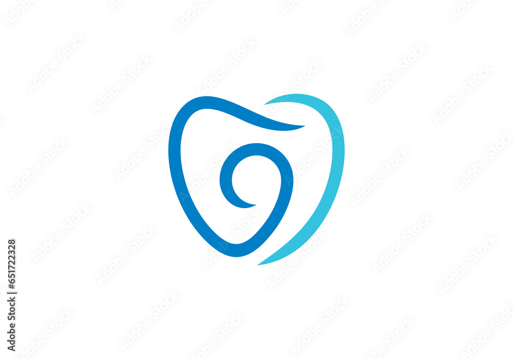 Wall mural dental care logo. simple minimalist tooth line inspiration vector design.