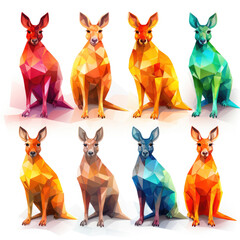 polygonal rainbow kangaroos set - 651723110