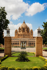 Entrance to the historic Umaid Bhawan Palace, Jodhpur Rajasthan India
