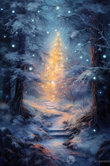 Obraz premium Sparkling Christmas Tree Decorations for a Joyful Celebration, AI Generated