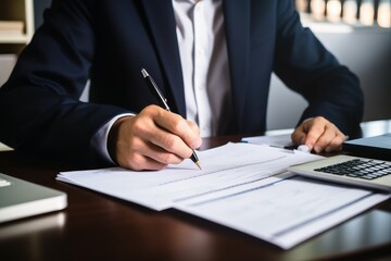 A tax consultant at work at his desk.