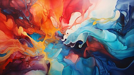 Contemporary Artwork, Fluid Oil Paint Abstraction 