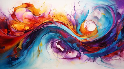 Bold Acrylic Oil Paint Art, Swirling Colors
