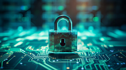 The Ultimate Cybersecurity Experience. A Secure Connection, Motherboard Closeup, Safety Lock, and Verified Credentials.