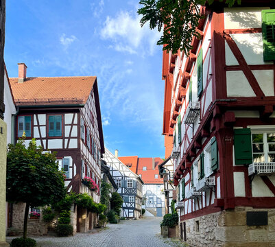 Historical monument in the city of Sindelfingen. Half-timbered houses on Kurze G 1/1, Sindelfingen in Germany