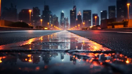 Foto op Plexiglas Asphalt road leading through the city at night. background © Zahid