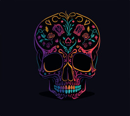 Sugar skull vector illustration generated by AI 