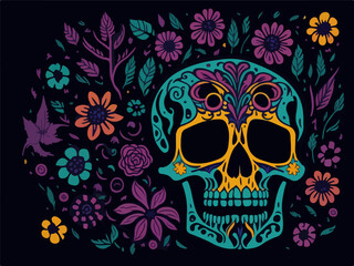Sugar skull vector illustration generated by AI 