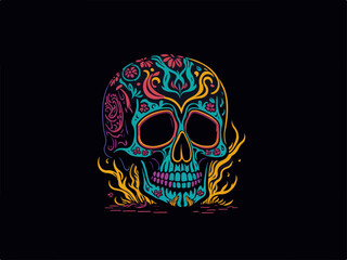 Sugar skull vector illustration generated by AI 