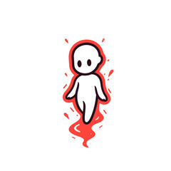 Soul vector icon in minimalistic, black and red line work, japan web