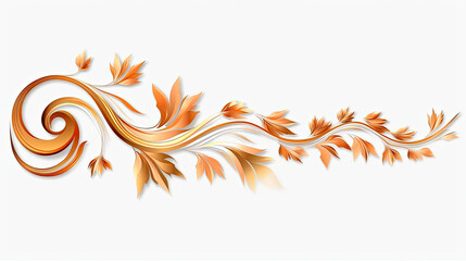 Orange gold luxury decorative Filigree Elaborate on white Background, AI Generated