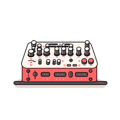Sound Mixer vector icon in minimalistic, black and red line work, japan web