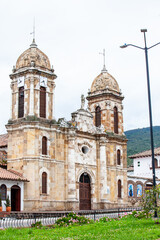 Obraz premium Historical Our Lady of the Rosary Church at the central square of the small town of Tibasosa located in the Boyaca department in Colombia