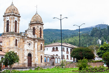 Historical Our Lady of the Rosary Church at the central square of the small town of Tibasosa...
