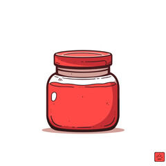 Tartar Sauce Jar vector icon in minimalistic, black and red line work, japan web