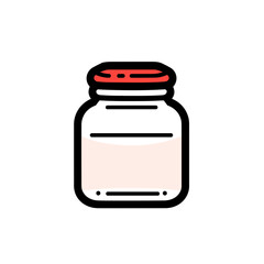 Tartar Sauce Jar vector icon in minimalistic, black and red line work, japan web