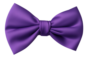 Realistic decorative purple bow on a white background, Shiny bow, elegant bow, gift bow, Generative AI