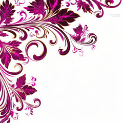 Magenta elaborate filigree corner borders  white Background, AI Generated
