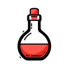 Vinegar bottle vector icon in minimalistic, black and red line work, japan web