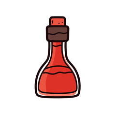 BBQ sauce vector icon in minimalistic, black and red line work, japan web