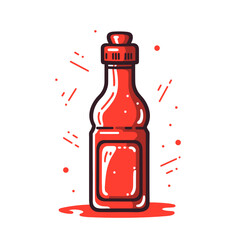 BBQ sauce vector icon in minimalistic, black and red line work, japan web