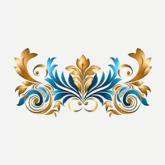 Indigo elaborate filigree corner borders on white Background, AI Generated