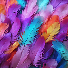 Obraz premium Vertical colored feathers.AI generated.