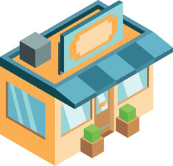vector isometric house. cute 3d cartoon style store in isometrics.