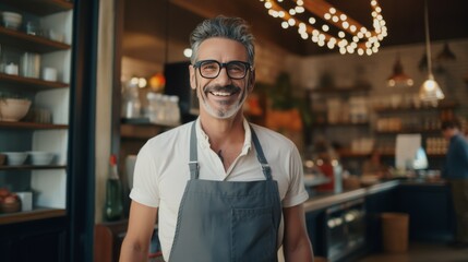 Photo of a man with glasses and a mustache in a kitchen