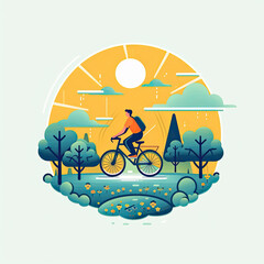 World bicycle day hand drawn flat illustration concept illustration, flat vector art, flat icon AI Generated