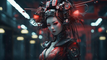 Cybernetic Geisha - obrazy, fototapety, plakaty