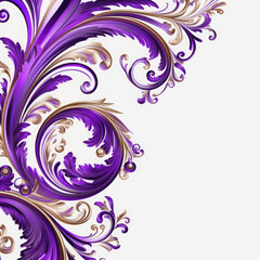 Fototapeta premium Violet elaborate filigree corner borders on white Background, AI Generated